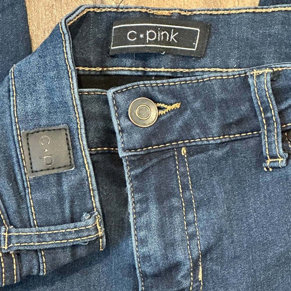 C Pink Dark Wash Skinny Leg Denim Womens Jeans Regular Waist SIZE 9/29